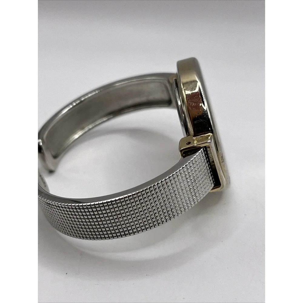 Women's Two Tone Quartz Bangle Cuff Band Watch 36mm Case-‎ New Battery